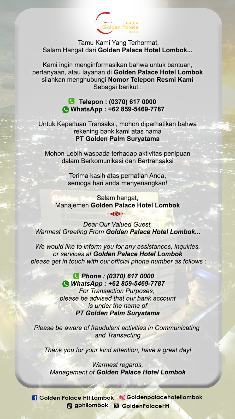 Golden Palace Hotel Lombok